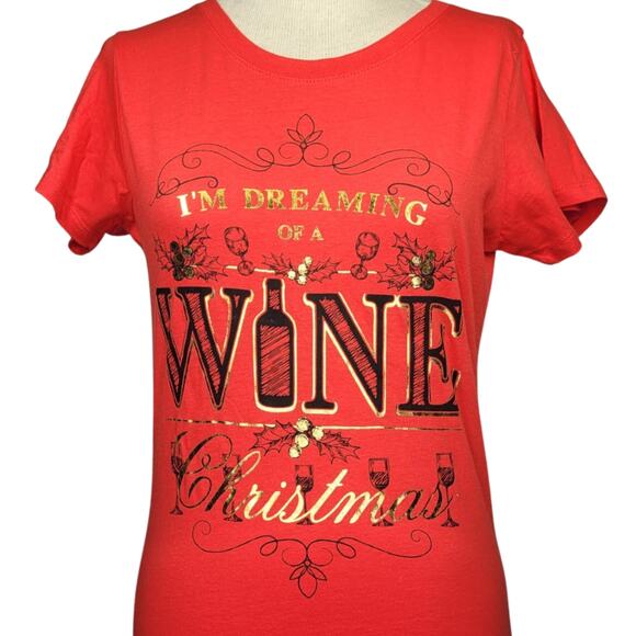 Im Dreaming of a Wine Christmas Tee Size Small - Picture 1 of 3
